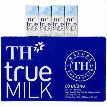 Sữa Th true milk có đường bịch 4 ks 